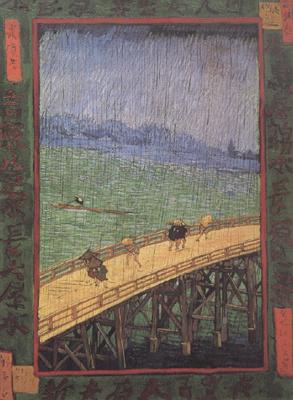 Vincent Van Gogh Japonaiserie:Bridge in the Rain (nn04) France oil painting art